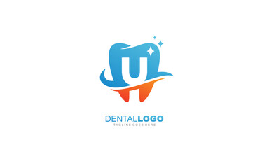 U logo dentist for branding company. letter template vector illustration for your brand.