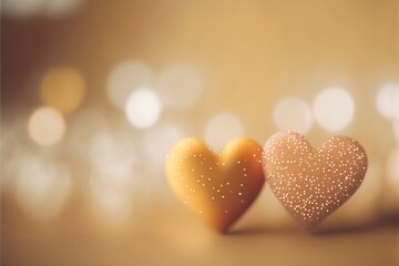 Obraz premium Cute hearts Brown, Valentine's Day, bokeh lights Micro hearts.
