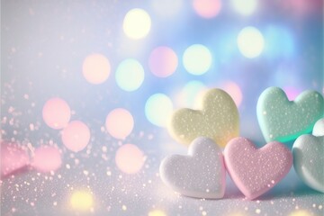Fototapeta premium Cute hearts, Valentine's Day, bokeh lights Micro hearts.