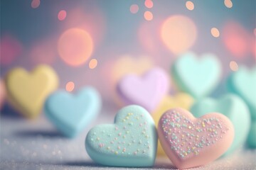 Obraz premium Cute hearts, Valentine's Day, bokeh lights Micro hearts.