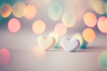 Fototapeta premium Cute hearts, Valentine's Day, bokeh lights Micro hearts.