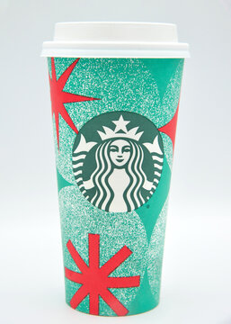 Alameda, CA - Jan 1, 2023: Starbucks Holiday venti cup on light background.