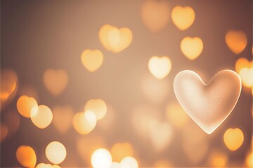 Fototapeta premium Cute hearts yellow, Valentine's Day, bokeh lights Micro hearts.