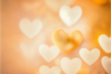 Fototapeta premium Cute hearts yellow, Valentine's Day, bokeh lights Micro hearts.