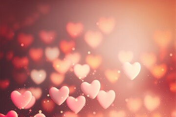 Fototapeta premium Valentine's Day, bokeh lights Micro hearts. Cute hearts.