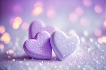 Fototapeta premium Cute hearts Violet, Valentine's Day, bokeh lights Micro hearts. 