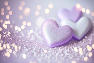 Obraz premium Cute hearts Violet, Valentine's Day, bokeh lights Micro hearts. 