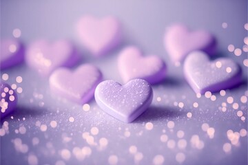 Obraz premium Cute hearts Violet, Valentine's Day, bokeh lights Micro hearts. 
