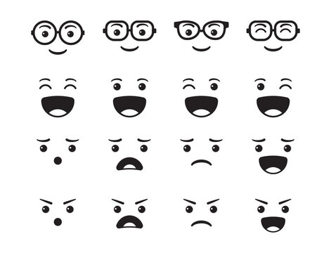 Face expression set. vector illustration emoticon cartoon.