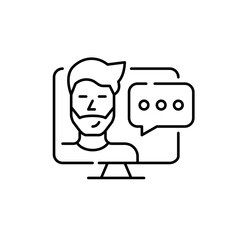 Blogger communicating with his subscribers. Pixel perfect, editable stroke line icon