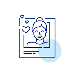 Social media blogger receiving positive reactions. Pixel perfect, editable stroke line icon