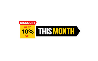 10 Percent THIS MONTH offer, clearance, promotion banner layout with sticker style.