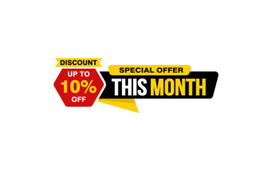 10 Percent THIS MONTH offer, clearance, promotion banner layout with sticker style.