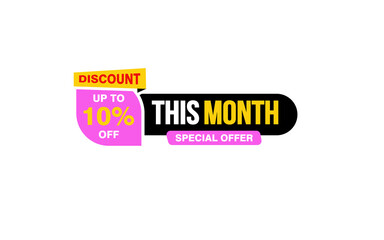 10 Percent THIS MONTH offer, clearance, promotion banner layout with sticker style.