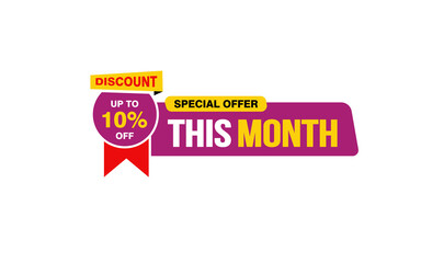 10 Percent THIS MONTH offer, clearance, promotion banner layout with sticker style.