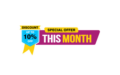 10 Percent THIS MONTH offer, clearance, promotion banner layout with sticker style.