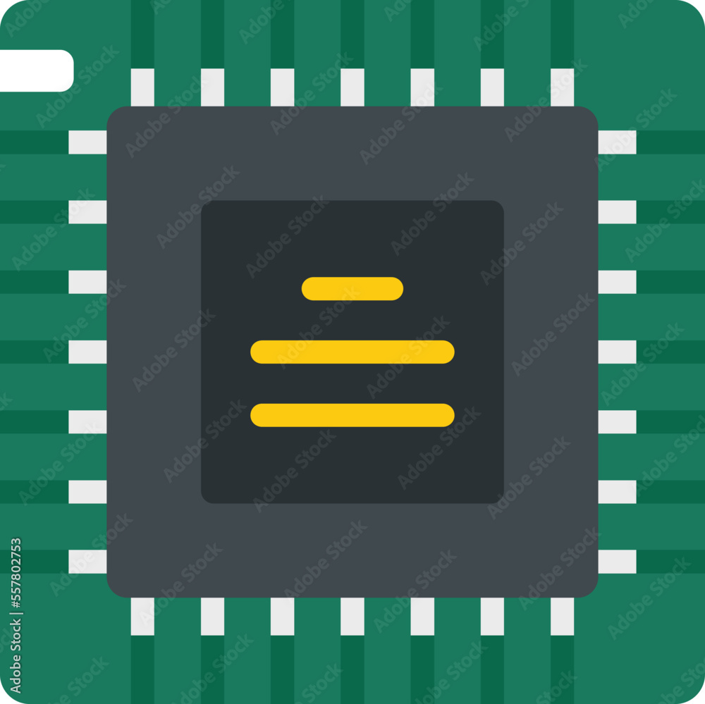 Poster pc processor icon flat vector. computer core. internet science isolated