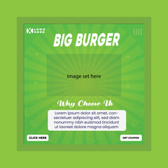 Big Burger social media background marketing post design banner template