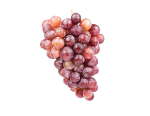 Ripe red grape. Pink bunch isolated on white. Full depth of field.