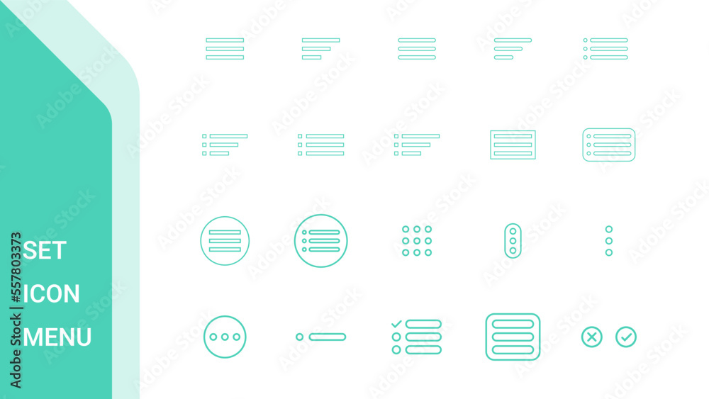 Poster set icon menu with modern line design. website list item pack. hamburger menu line icons
