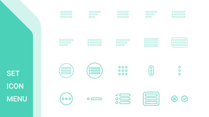 Set Icon Menu with Modern Line design. Website list item pack. Hamburger menu line icons