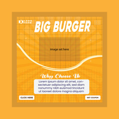 Big burger social media background marketing post design banner template