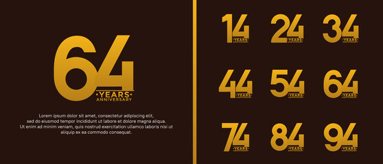 set of anniversary logo style yellow color on brown background for special moment