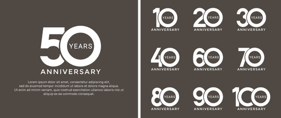 set of anniversary logo style white color on black background for special moment