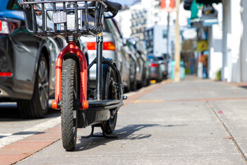 Fototapeta na wymiar Electric bike in shopping district