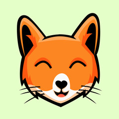 vector illustration of orange smiling cat head with cute design