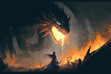 dragon fire in the forest