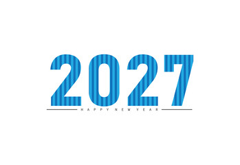 2027 happy new year blue color vector, 2027 number design, 2027 year vector illustration, Black lettering number template, typography logo, new year celebration.