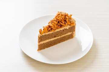 coffee almonds cake on plate