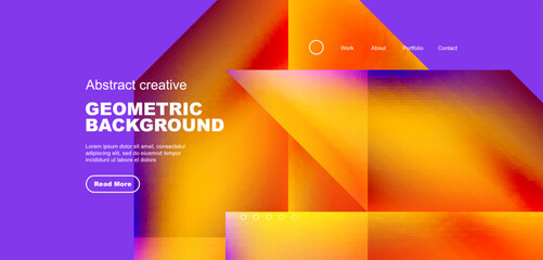 Fluid gradient geometric triangles, abstract landing page background. Minimal shapes composition for wallpaper, banner, background, leaflet, catalog, cover, flyer