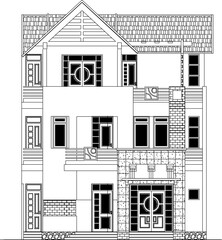 sketch vector illustration of a classic church villa house with an ancient feel.