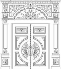sketch vector illustration of a classic gate mediterranean style church house
