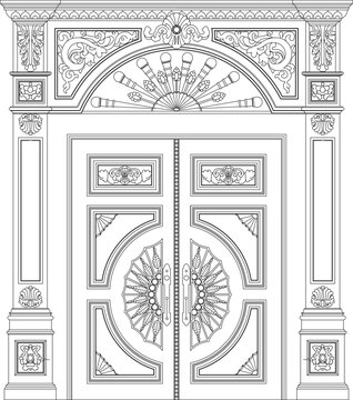 sketch vector illustration of a classic gate mediterranean style church house