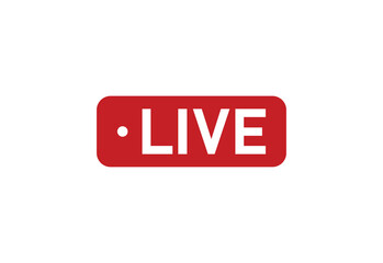 Live Stream sign. Red symbol, button of live streaming, broadcasting, online stream emblem. For tv, shows and social media live performances