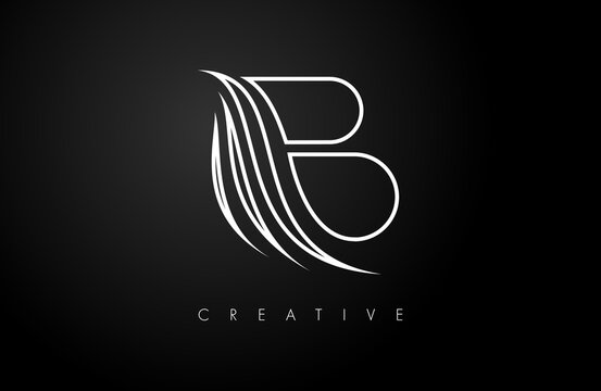 Monogram Line B letter Logo with Creative Swoosh and Minimalistic Modern Icon look Vector