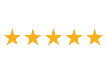 Five stars customer product rating review flat icon for apps and websites.