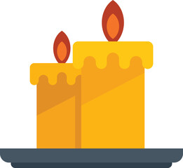 Cozy home burning candles icon flat vector. Interior room. Cute work isolated