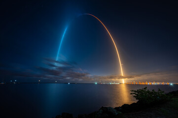 Long exposure of the SpaceX Crew-2 launch from Kennedy Space Center on April 23, 2021. - Powered by Adobe