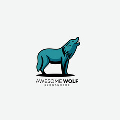 wolf logo design gradient color vector