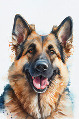 German Shepherd Dog Set 01 - AI generated water-colour paintings 