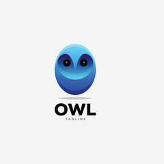 cute owl design vector logo gradient color
