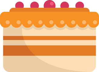 Gift cake icon flat vector. Happy party. Sweet cream isolated