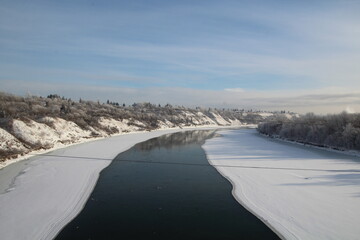 frozen river in winter