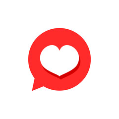 love shape in the circle bubble text icon. love vector for valentine event.