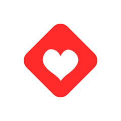 love shape in the diamond square icon. love vector for valentine event.