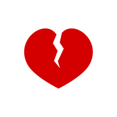 heart break vector images. love shape with crack effect for valentine.